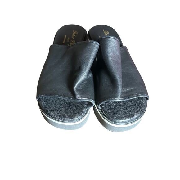 Robert Clergerie Black Leather Platform Slide Sandals Size 37.5 / US 7 - Picture 4 of 11